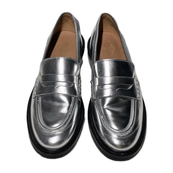 Madewell Shoes - Madewell Womens Leather Size 6.5 Penny Loafer In Metallic Silver